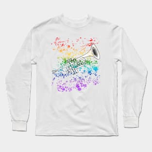 Trumpet Rainbow Colours Trumpeter Brass Musician Long Sleeve T-Shirt